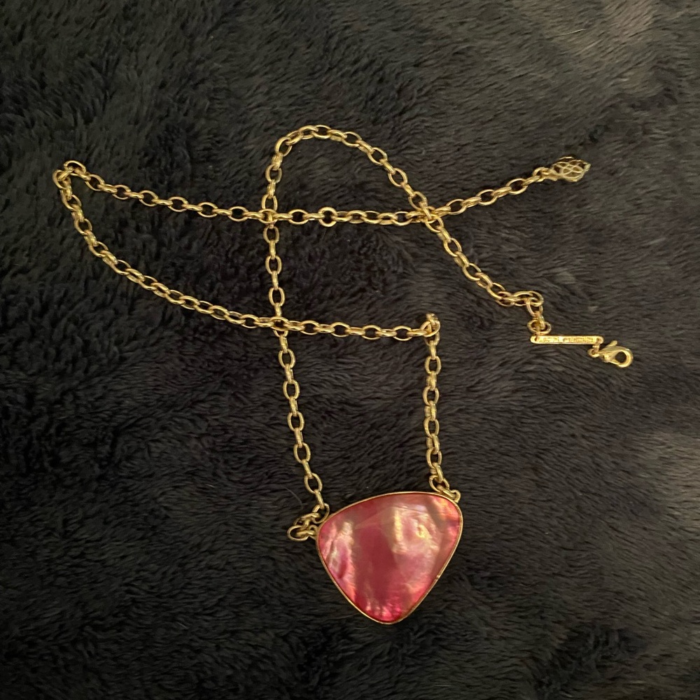 Kendra Scott McKenna Gold Necklace with Vibrant Pink Pendant